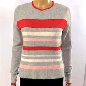 HALOGEN Multicolor Striped Crewneck Academia Professional Career Sweater Size M